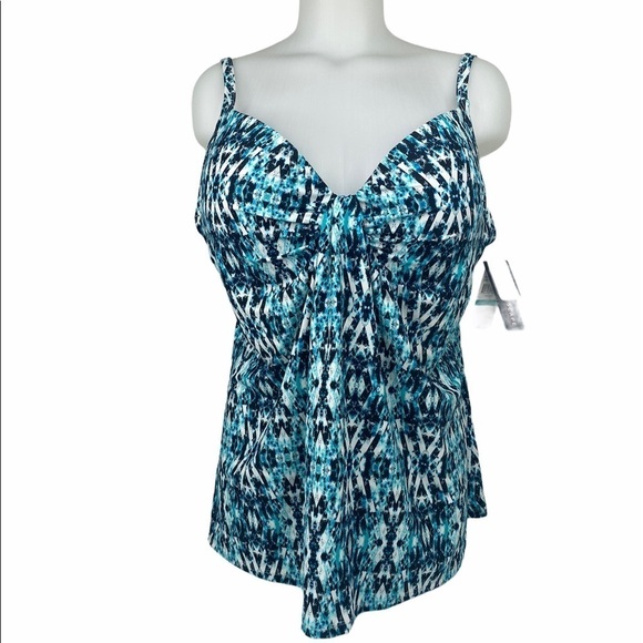 ISLAND Escape Diamond Tankini Swimsuit Top - Picture 1 of 10